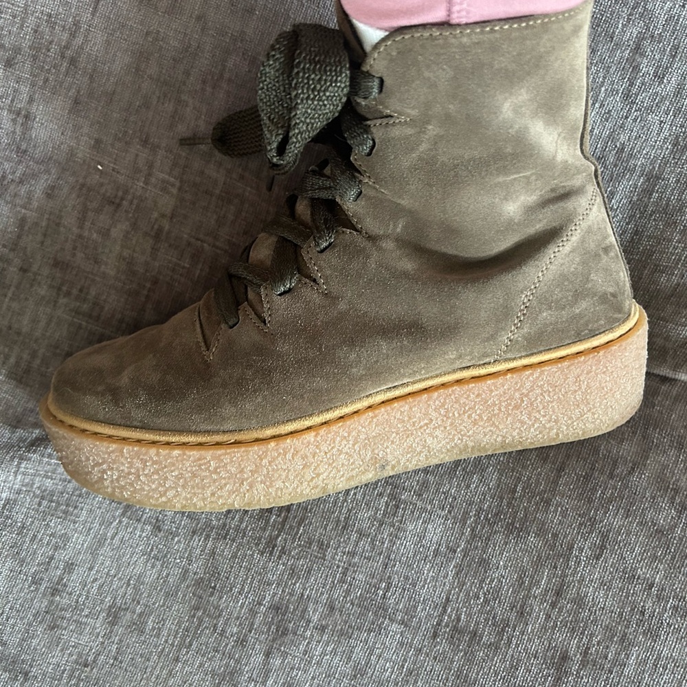 Eric Micheal suede gum platform boots with side zip up. Never worn